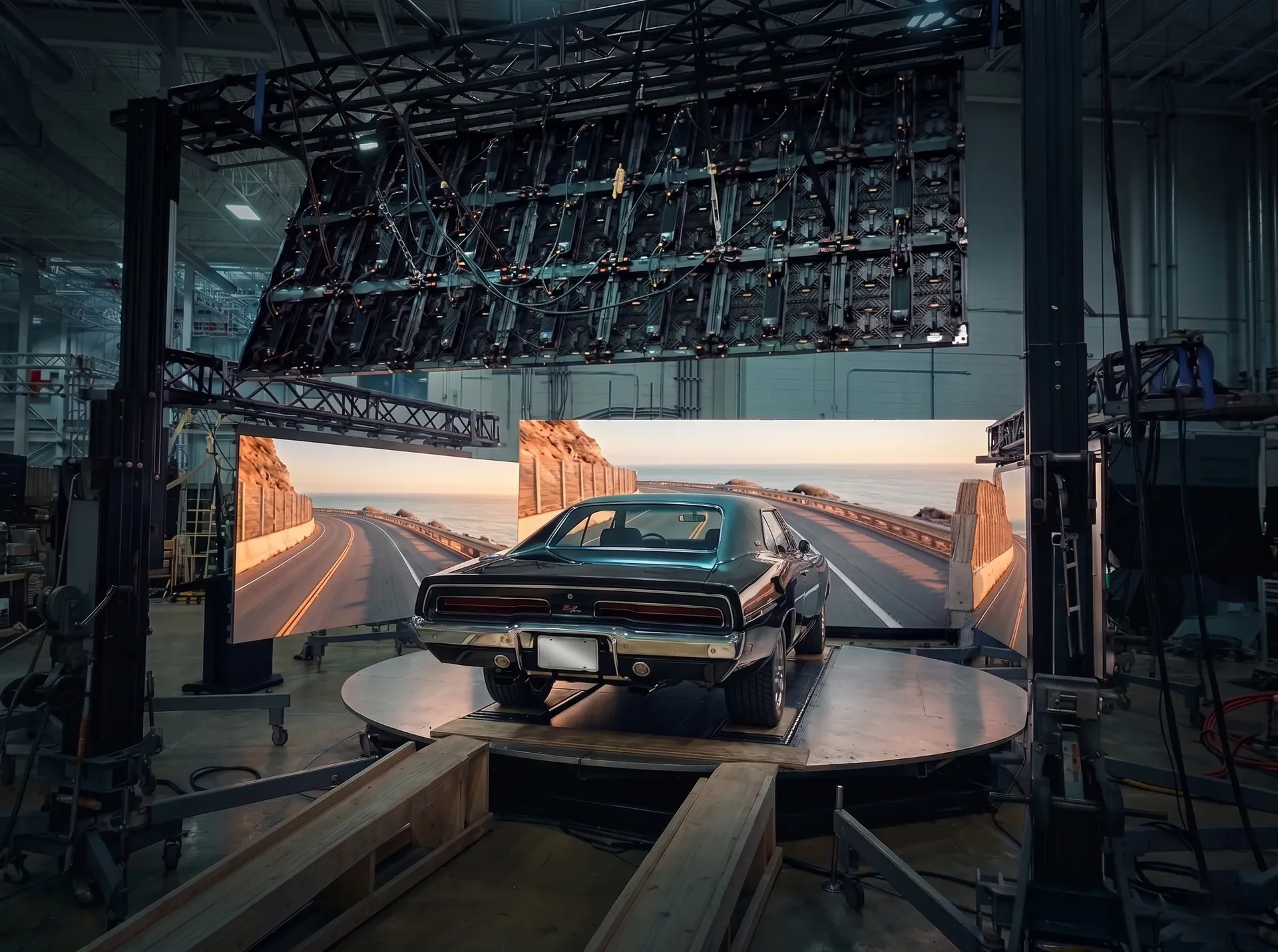 Car-on-stage driving plate playback